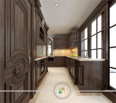 Thi Công tủ bếp gỗ óc chó - MH001