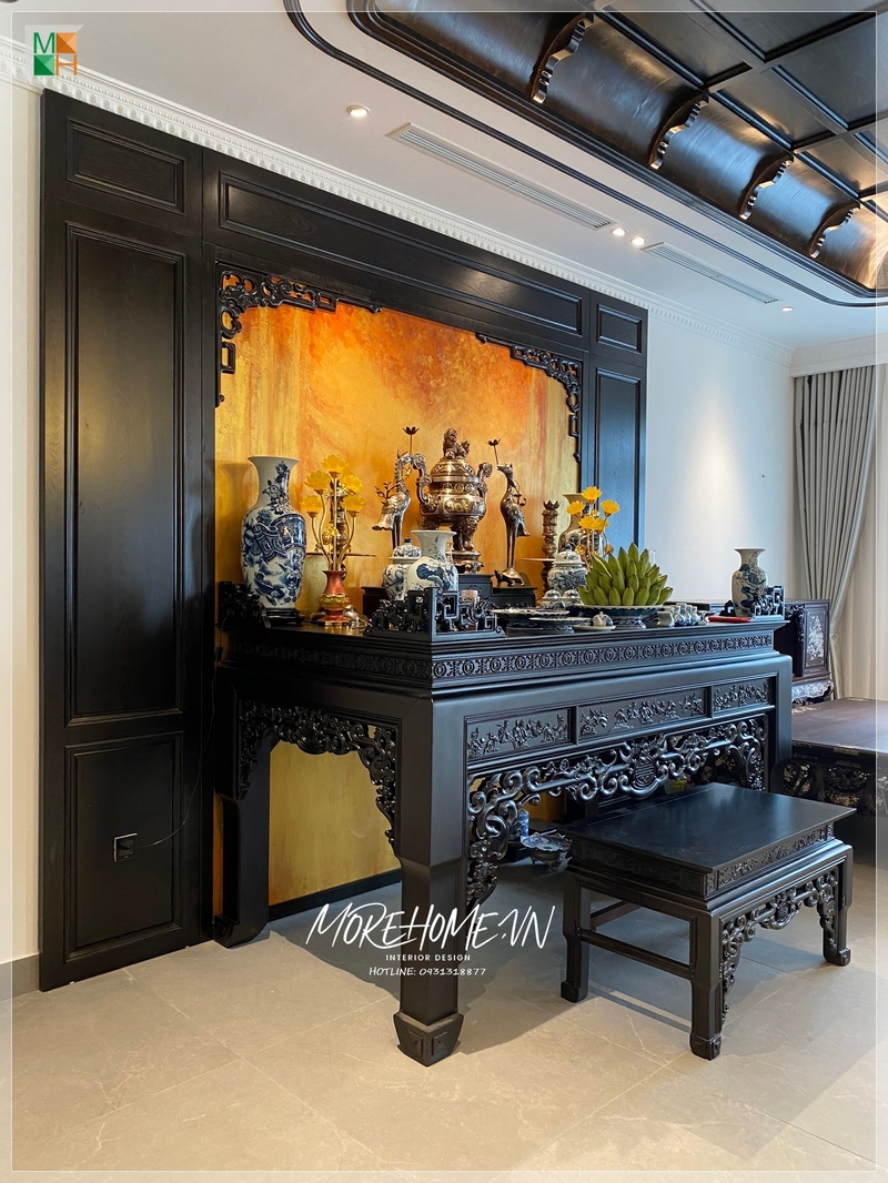 Thi công nội thất mang phong cách indcochine kết hợp hài hòa giữa nét Á Đông và cổ điển Pháp sự sang trọng. cao cấp cho không gian